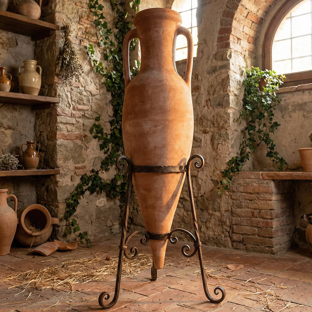 Anfora lunga a punta produttori vasi in terracotta toscana fatti a mano vasi di terracotta grandi vaso terracotte vasi artigianali made in italy grande vaso di terracotta artigianale fornace terracotta fabbrica di vasi da esterno fabbrica di terrecotte