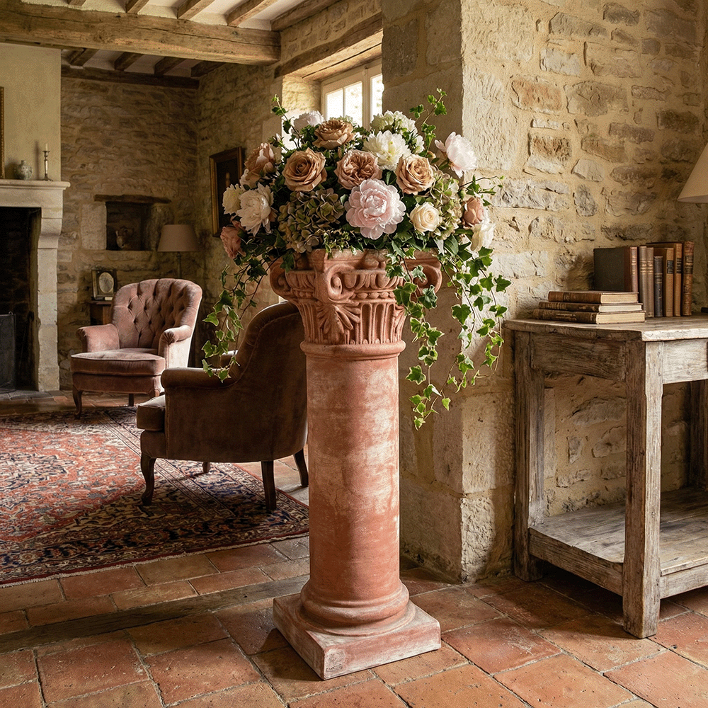 colonna con capitello produttori vasi in terracotta toscana fatti a mano vasi di terracotta grandi vaso terracotte vasi artigianali made in italy grande vaso di terracotta artigianale fornace terracotta fabbrica di vasi da esterno fabbrica di terrecotte