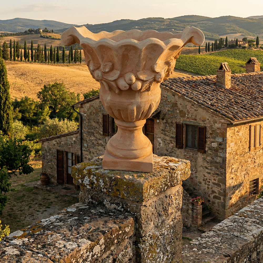 Coppa Festonata produttori vasi in terracotta toscana fatti a mano vasi di terracotta grandi vaso terracotte vasi artigianali made in italy grande vaso di terracotta artigianale fornace terracotta fabbrica di vasi da esterno fabbrica di terrecotte