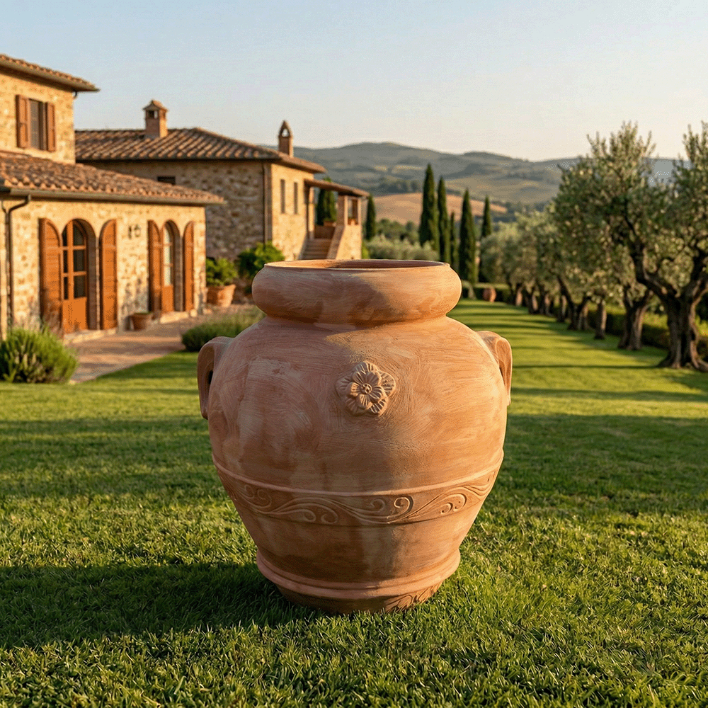 Orcio Toscano Rosetta Manici produttori vasi in terracotta toscana fatti a mano vasi di terracotta grandi vaso terracotte vasi artigianali made in italy grande vaso di terracotta artigianale fornace terracotta fabbrica di vasi da esterno fabbrica di terrecotte