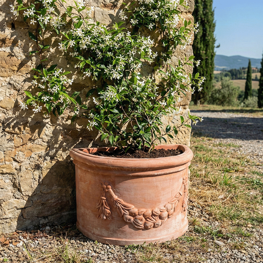 Semicerchio basso festonato produttori vasi in terracotta toscana fatti a mano vasi di terracotta grandi vaso terracotte vasi artigianali made in italy grande vaso di terracotta artigianale fornace terracotta fabbrica di vasi da esterno fabbrica di terrecotte