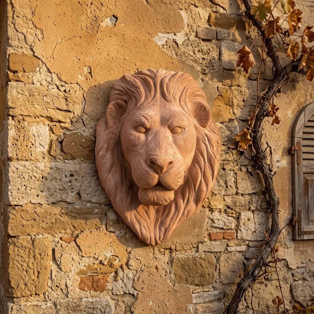 Testa Leone da muro galestro impruneta produttori vasi in terracotta toscana fatti a mano vasi di terracotta grandi vaso terracotte vasi artigianali made in italy grande vaso di terracotta artigianale fornace terracotta fabbrica di vasi da esterno fabbrica di terrecotte
