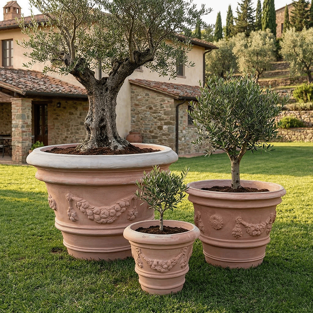 Vaso Pienza Festonato produttori vasi in terracotta toscana fatti a mano vasi di terracotta grandi vaso terracotte vasi artigianali made in italy grande vaso di terracotta artigianale fornace terracotta fabbrica di vasi da esterno fabbrica di terrecotte