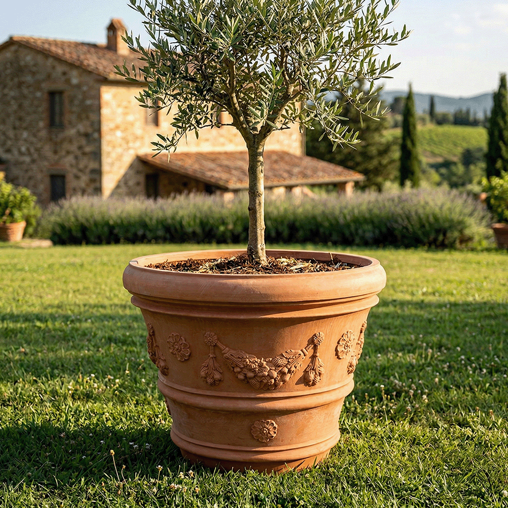 Vaso grande Festonato galestro impruneta produttori vasi in terracotta toscana fatti a mano vasi di terracotta grandi vaso terracotte vasi artigianali made in italy grande vaso di terracotta artigianale fornace terracotta fabbrica di vasi da esterno fabbrica di terrecotte